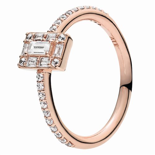 DNR PANDORA Rose Luminous Ice Ring w CZ