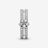Sparkling Snowflake Double Ring - 56