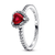 Heart sterling silver ring with cherries jubilee red crystal and clear cubic zirconia