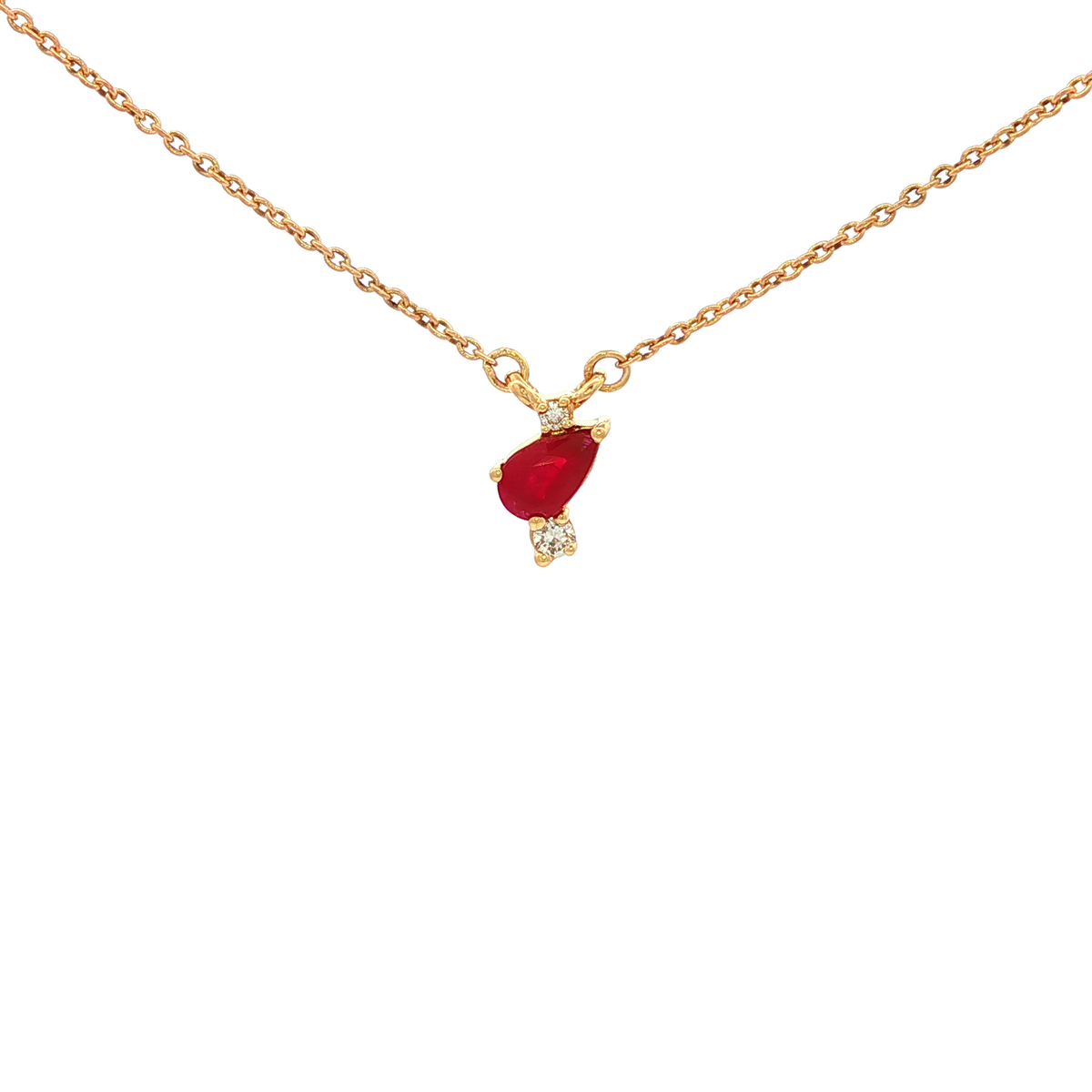 Pear Ruby Necklace in Yellow Gold
