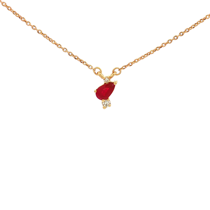 Pear Ruby Necklace in Yellow Gold