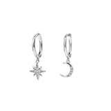 Premium Plated Brass Huggies with Star and Moon Charms