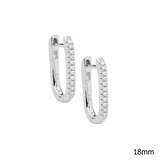 Ellani SS WH CZ 18mm Oval Hoop Earrings W/ Gold Plating