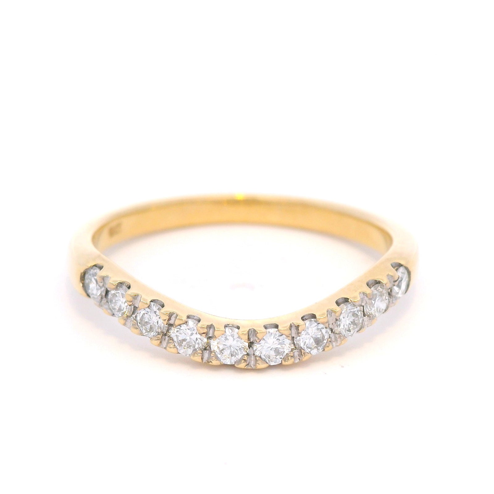 Curved Diamond Set Wedding Band in Yellow Gold