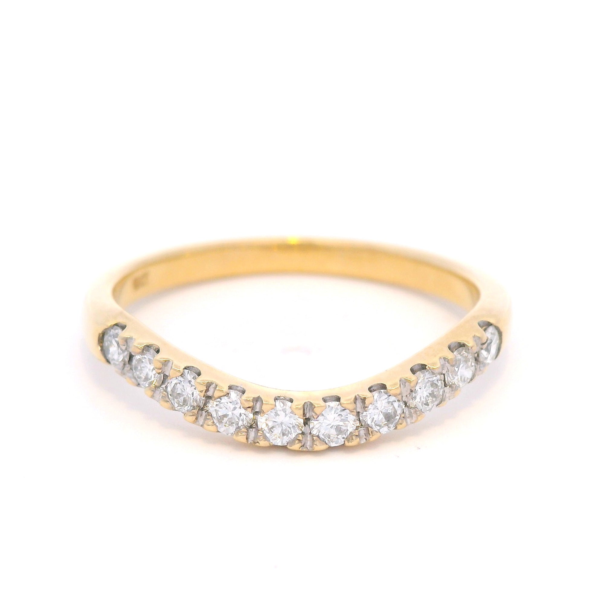 Curved Diamond Set Wedding Band in Yellow Gold