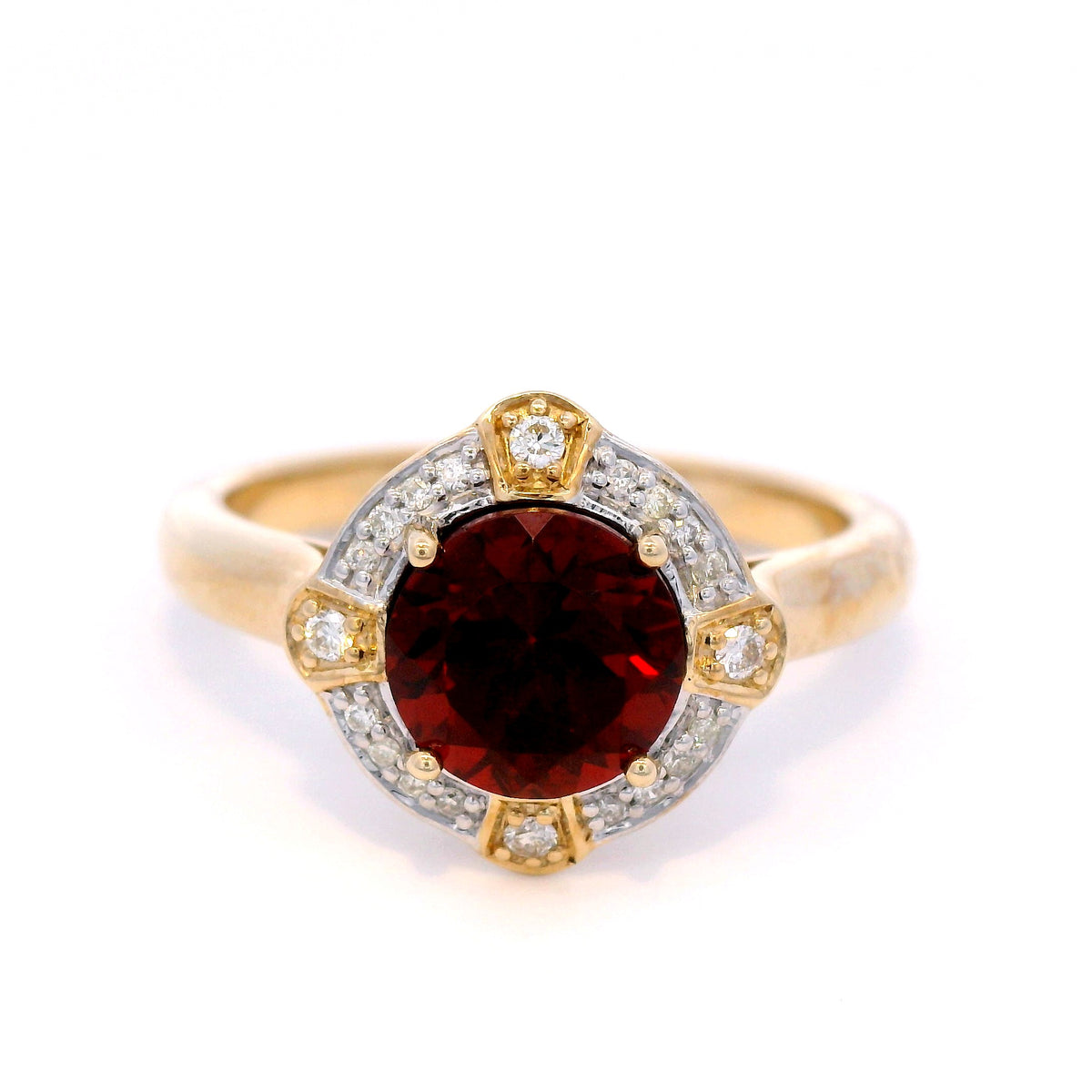 9 Carat Yellow Gold Diamond and Garnet Ring