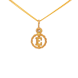 Block Initial in Circle 'E' in Yellow Gold