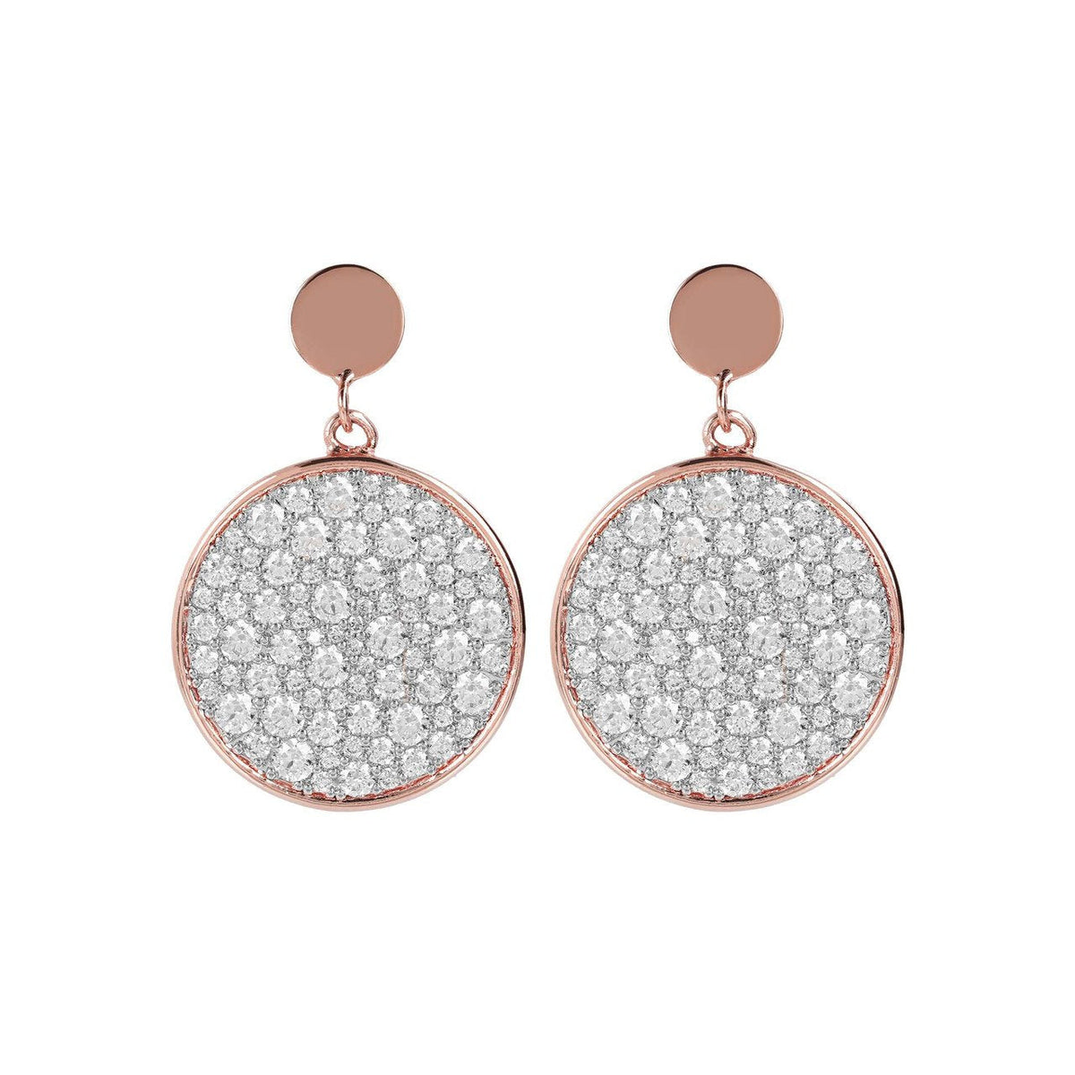Bronzallure Altissima Earrings Drop Disc White CZ
