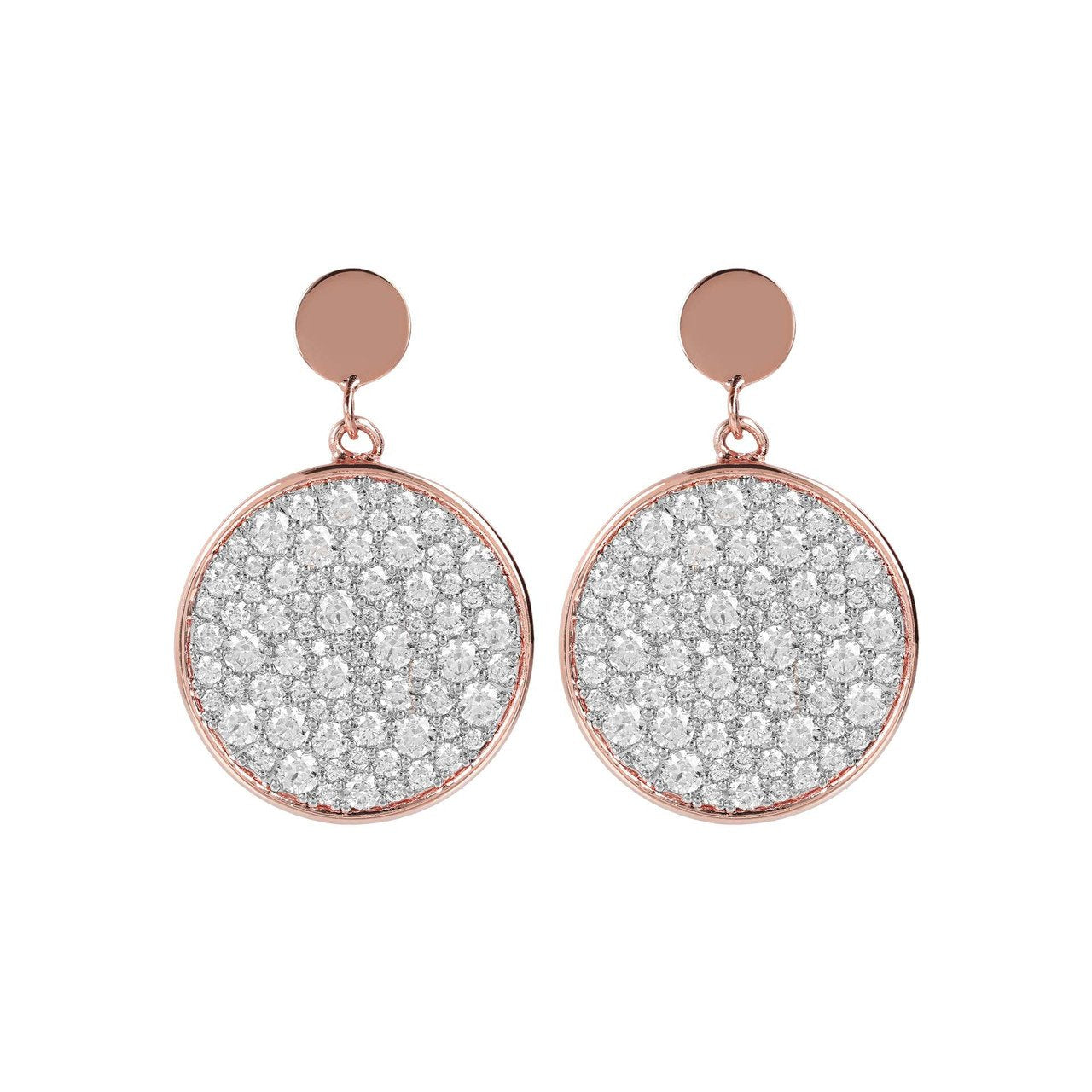 Bronzallure Altissima Earrings Drop Disc White CZ