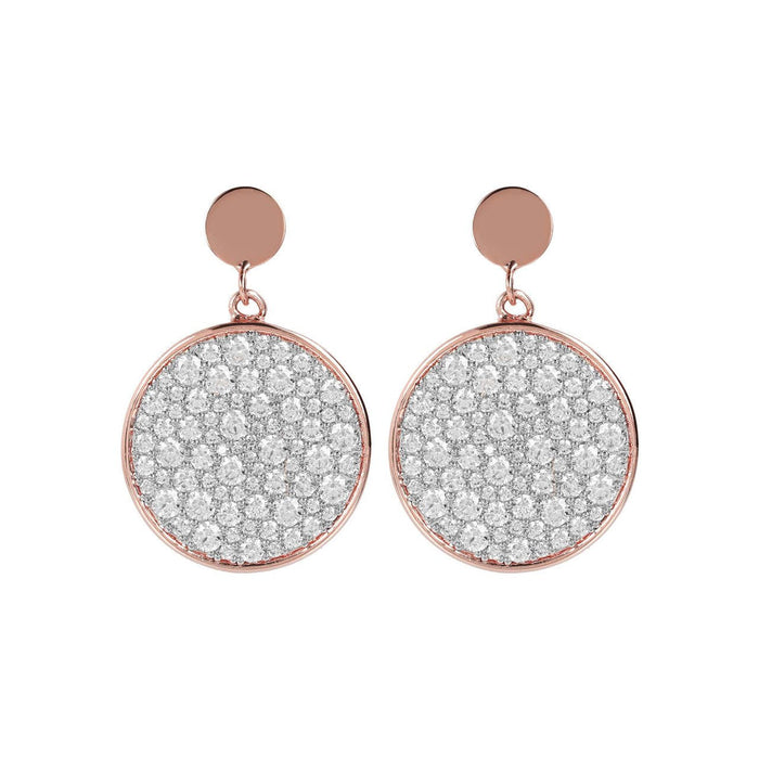 Bronzallure Altissima Earrings Drop Disc White CZ