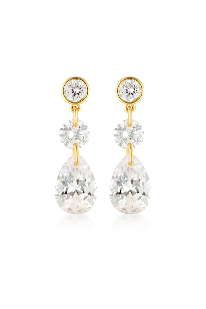 Georgini Mirage Augusta White Cubic Zirconia Earrings Gold