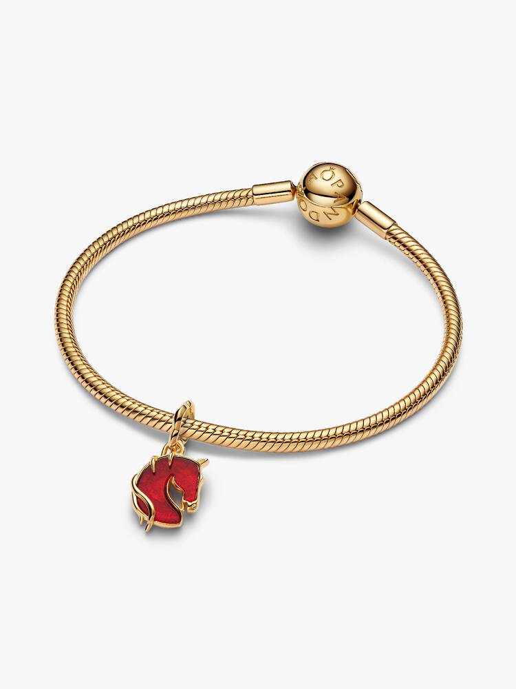 Pandora Red Fire Horse Murano Glass Dangle Charm