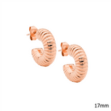 Ellani Stainless Steel Corrugated 17mm Hoop Earrings
