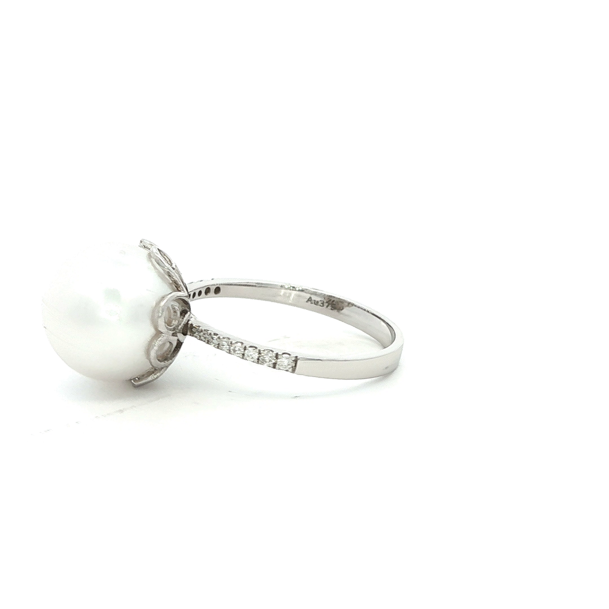 White Gold South Sea Pearl and Diamond Ring