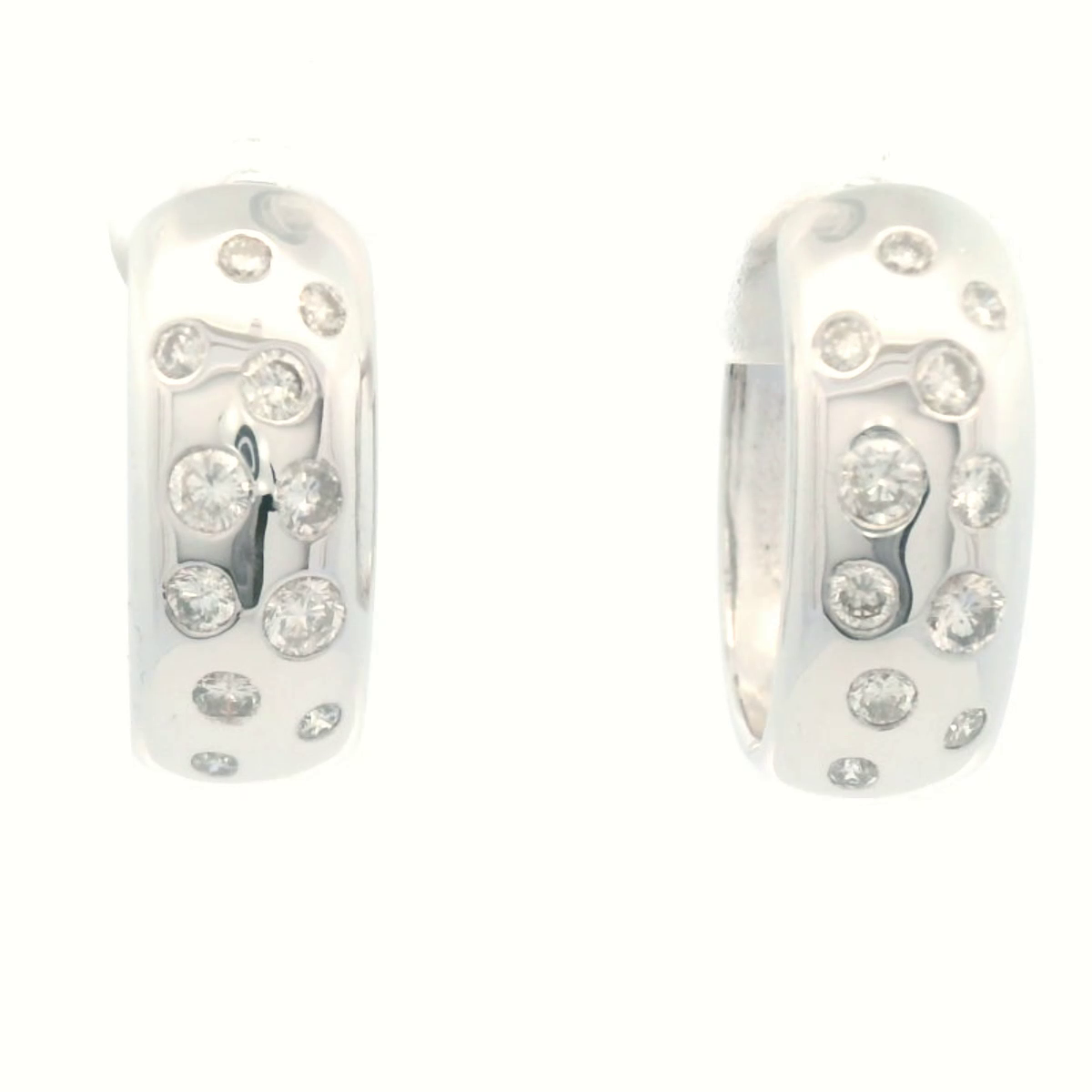 9CT W/G PRESSURE SET Dia HUGGIE EARRINGS