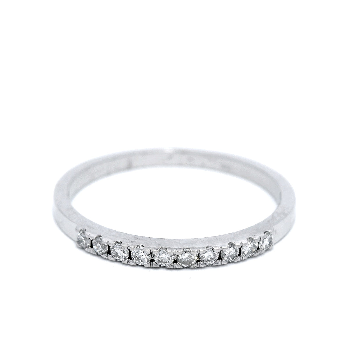 9ct White Gold 0.12ct F/SI2 Diamond Set Wedder SZ N