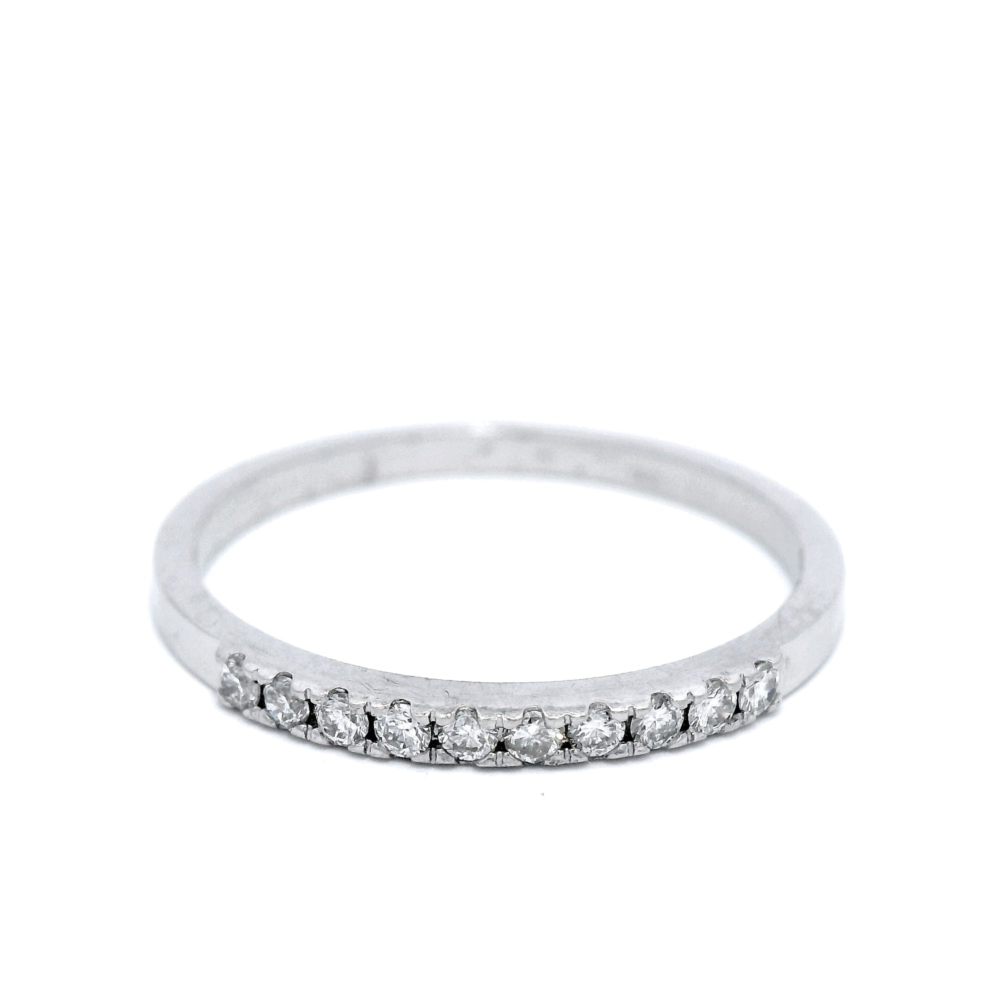 9ct White Gold 0.12ct F/SI2 Diamond Set Wedder SZ N