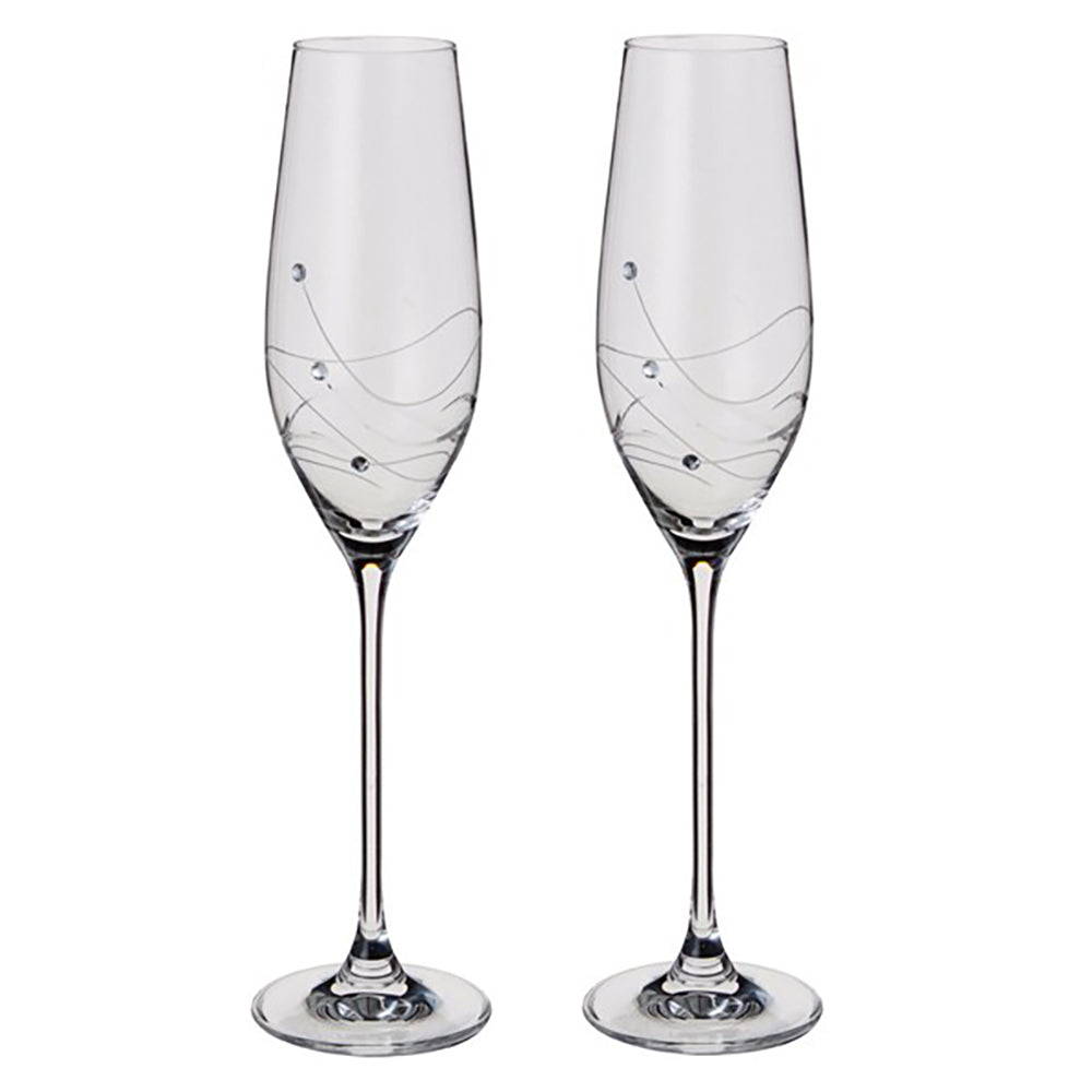 Dartington Glitz Champage Flutes, Pair. 26cm