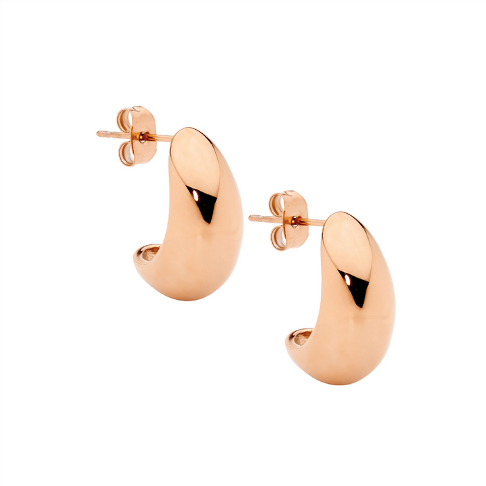 Ellani Stainless Steel Teardrop Earrings W/ Rose Gold IP Plate