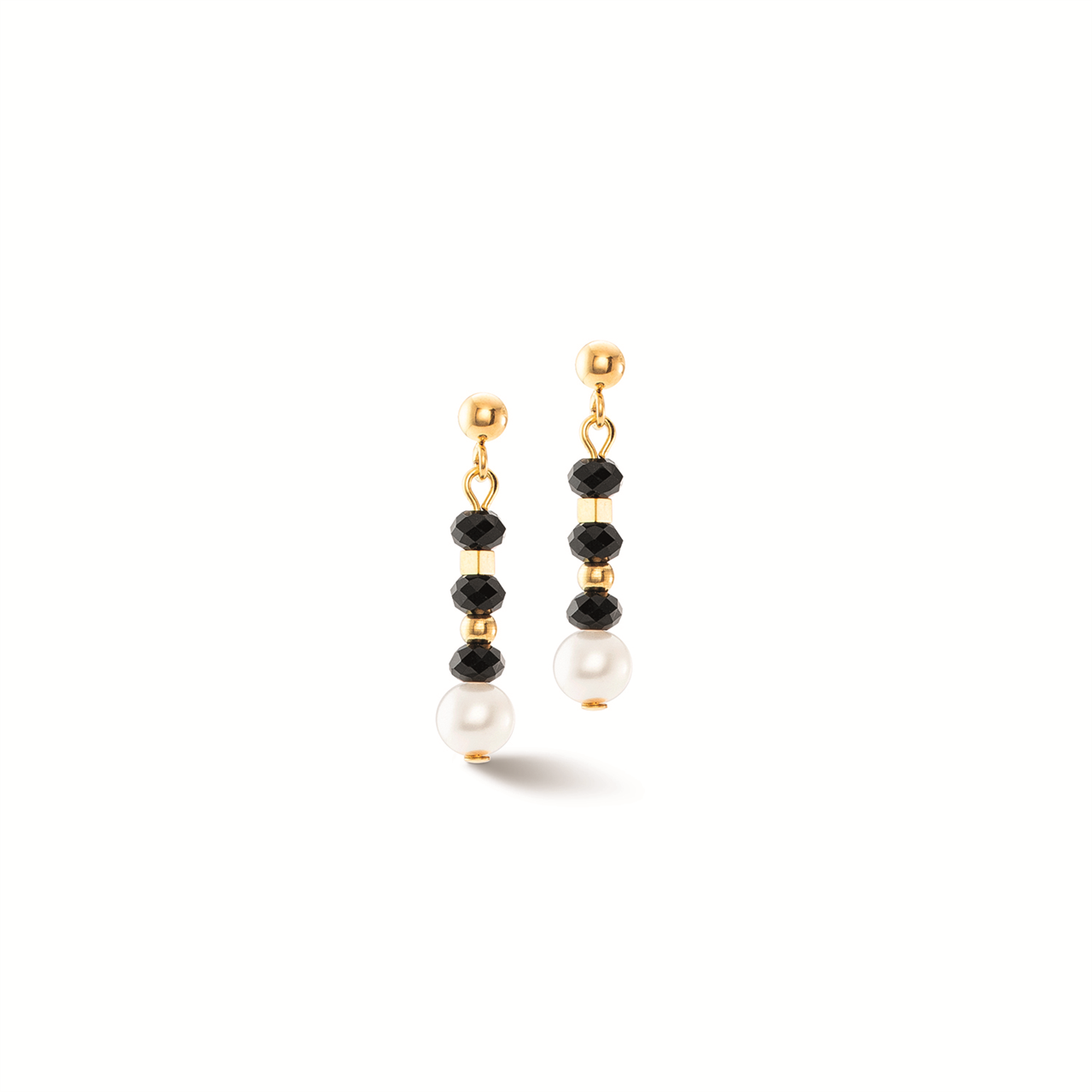 Coeur De Lion Elegance Pearl Earrings Gold Freshwater Pearl & Hematite