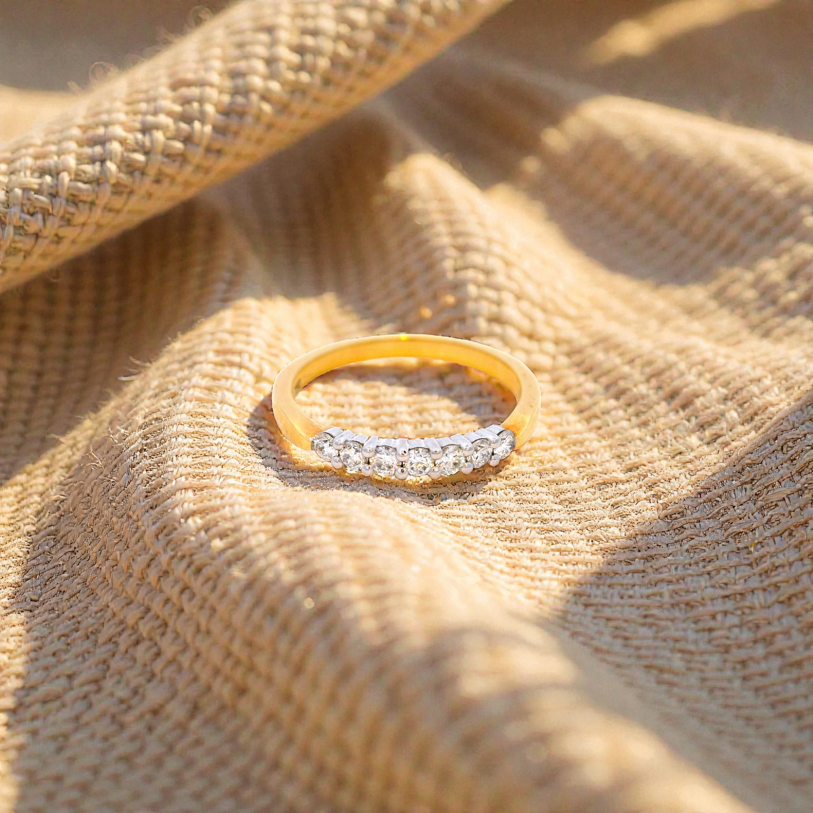 Diamond Set Wedding Band in Yellow Gold