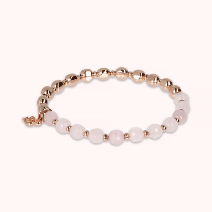 Bronzallure Variegata Amethyst Bracelet Elastic Bracelet with Natural Stones and Golden Rosé Spheres