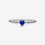 September Royal Blue Silver Ring with Man-Made Royal Blue Crystal