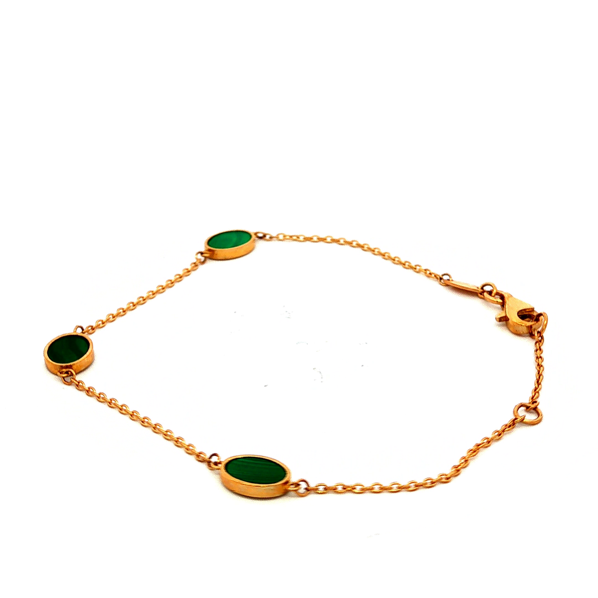Malachite Oval Bracelet in Yellow Gold