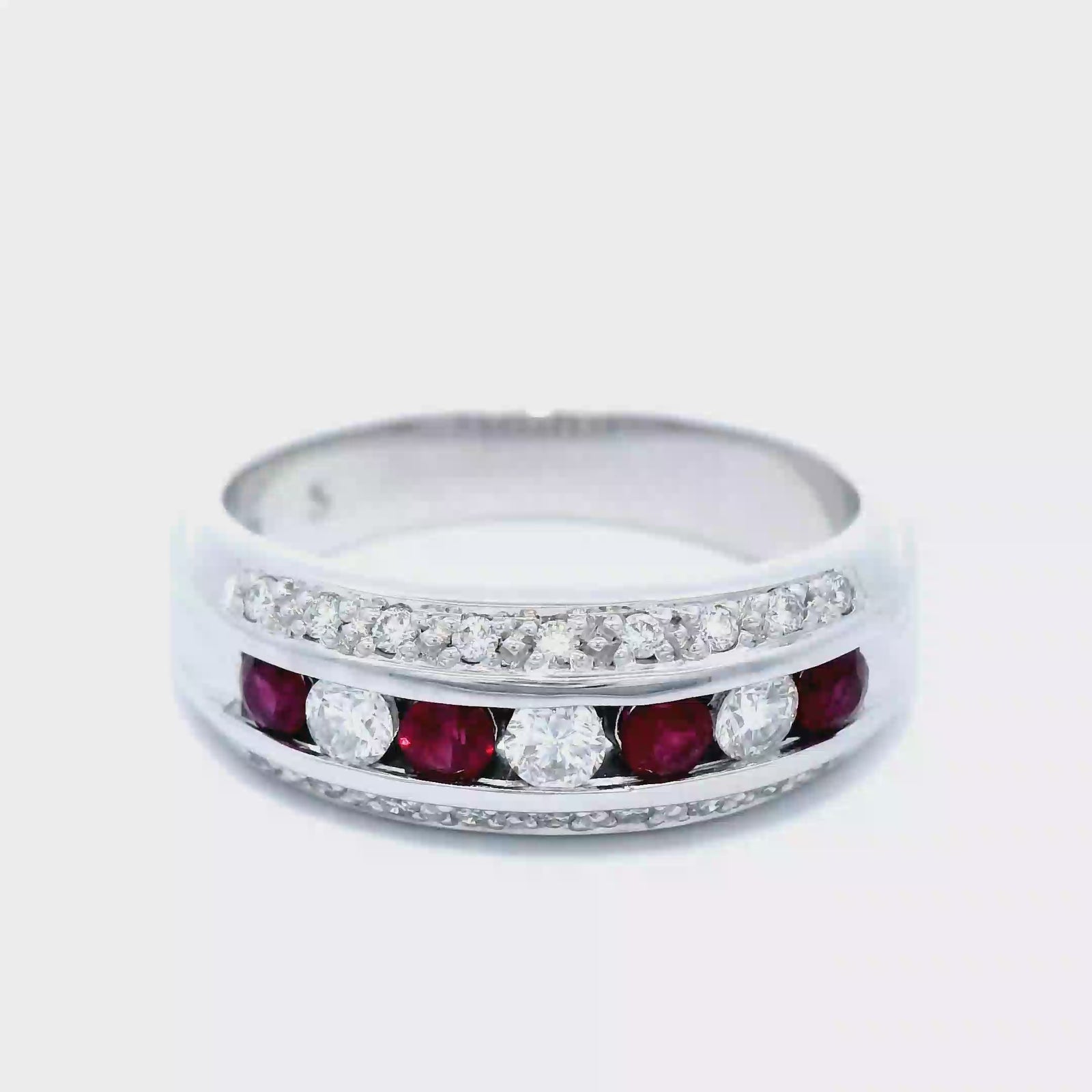 9 Carat White Gold Ring Round Rubies
