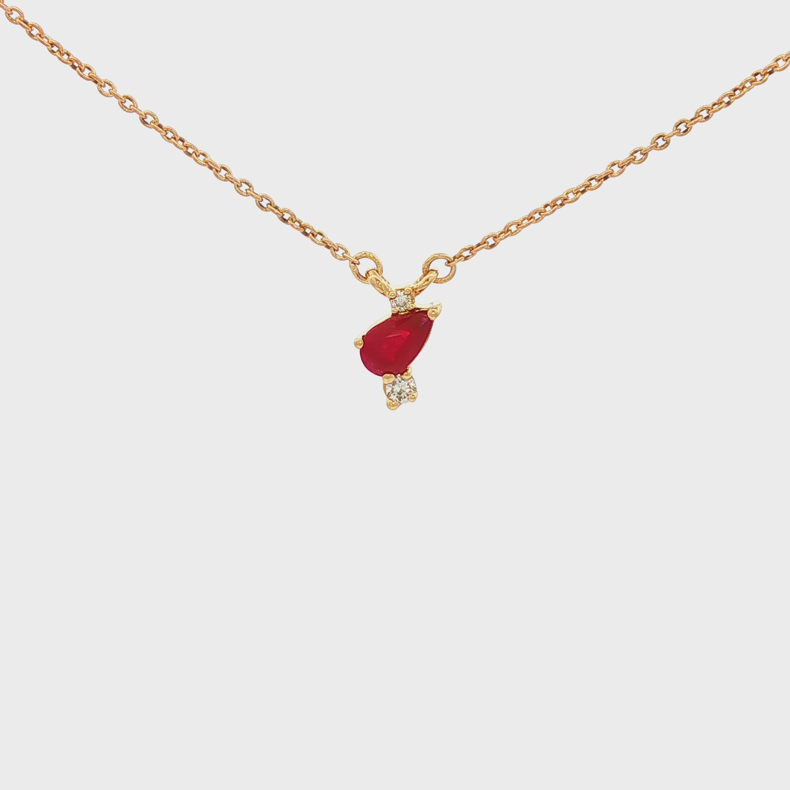 Pear Ruby Necklace in Yellow Gold