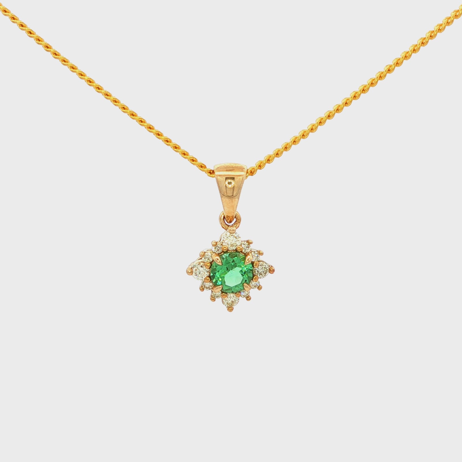 Tourmaline and Diamond in Yellow Gold Pendant