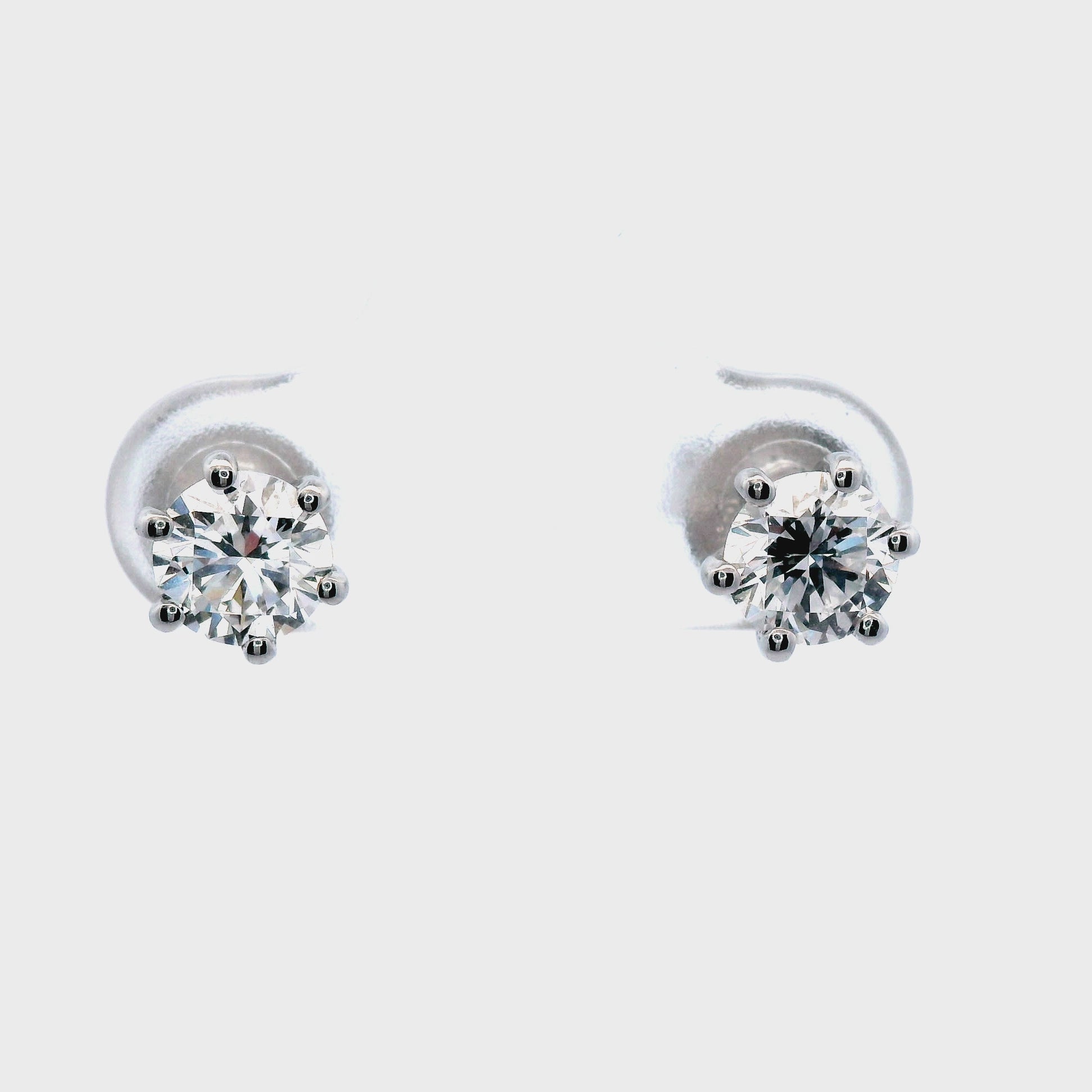 Diamond Stud  Earrngs in a White Gold 6 Claw Setting