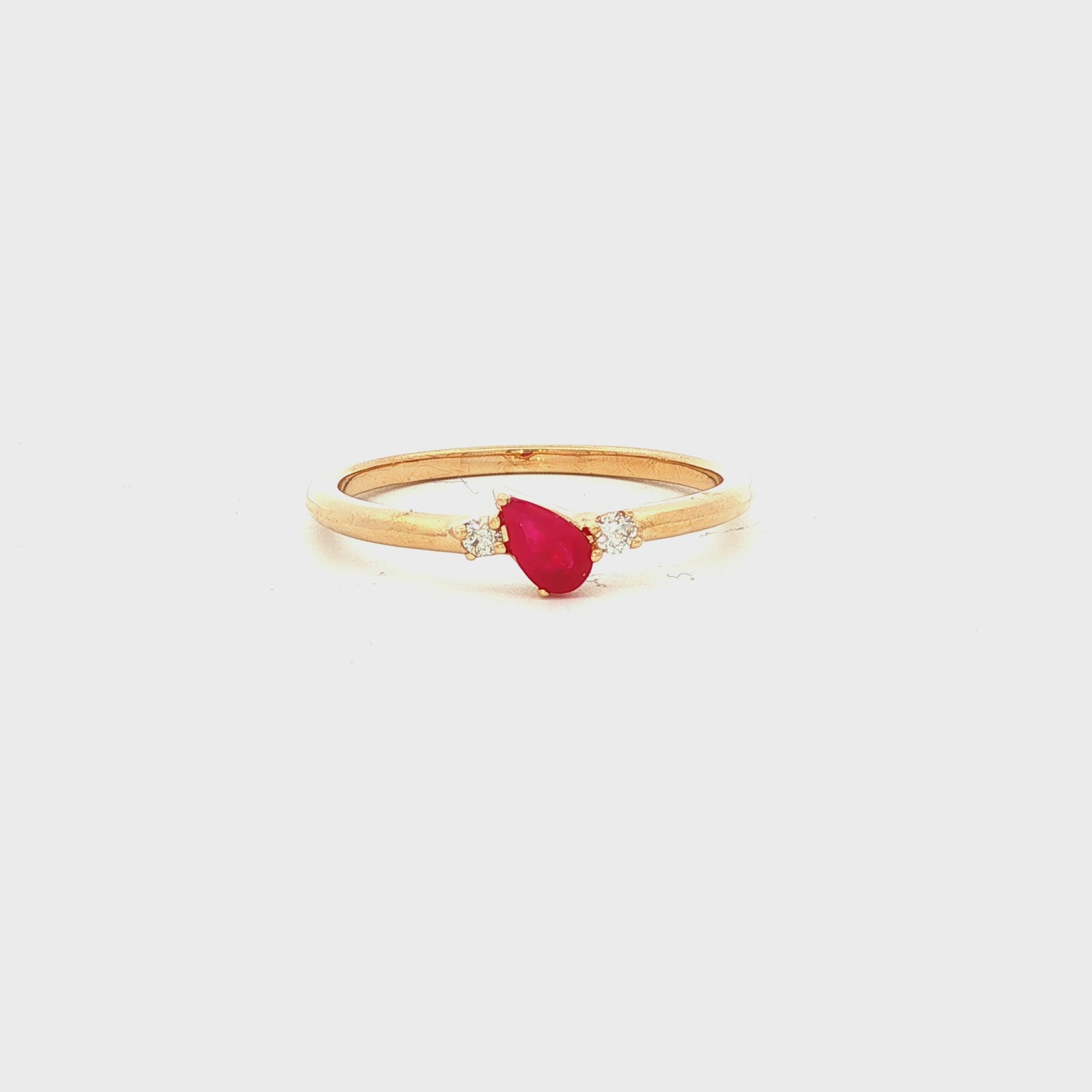 Pear Ruby Dress Ring in Yellow Gold