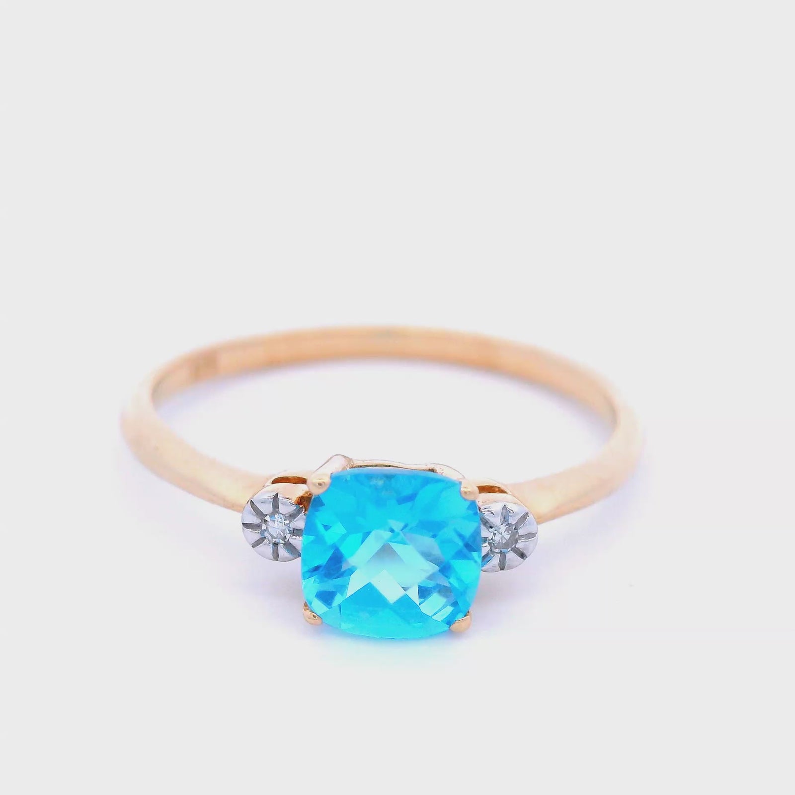 Natasha Square Blue Topaz & Diamond Dress Ring