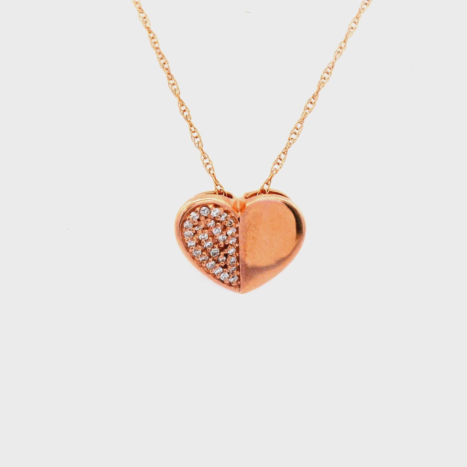 Diamond Heart Pendant in 9 Carat Rose Gold