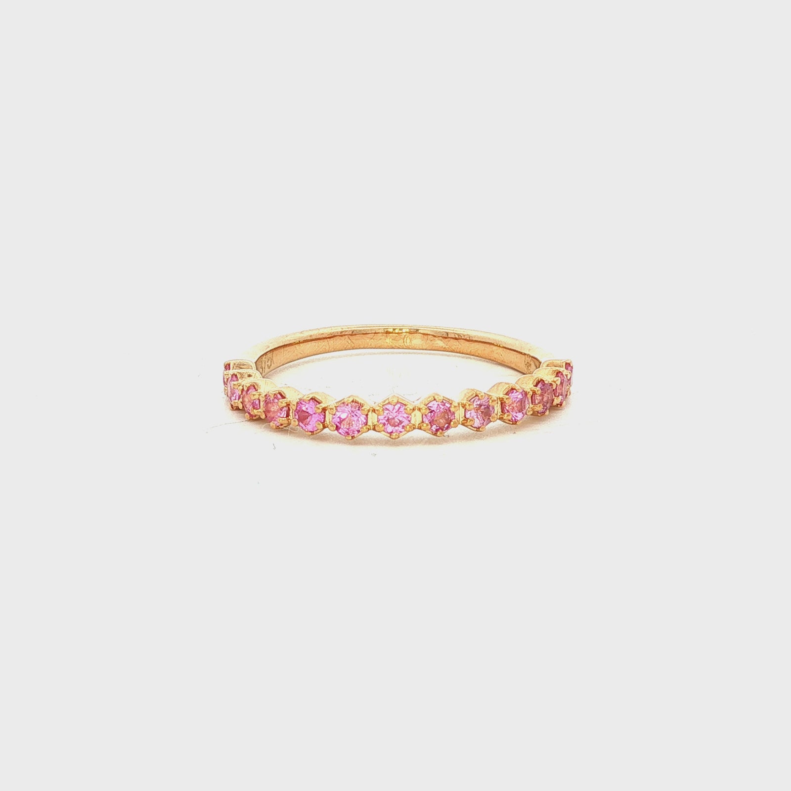 Straight Claw Set Pink Sapphire Dress Ring in Yellow Gold