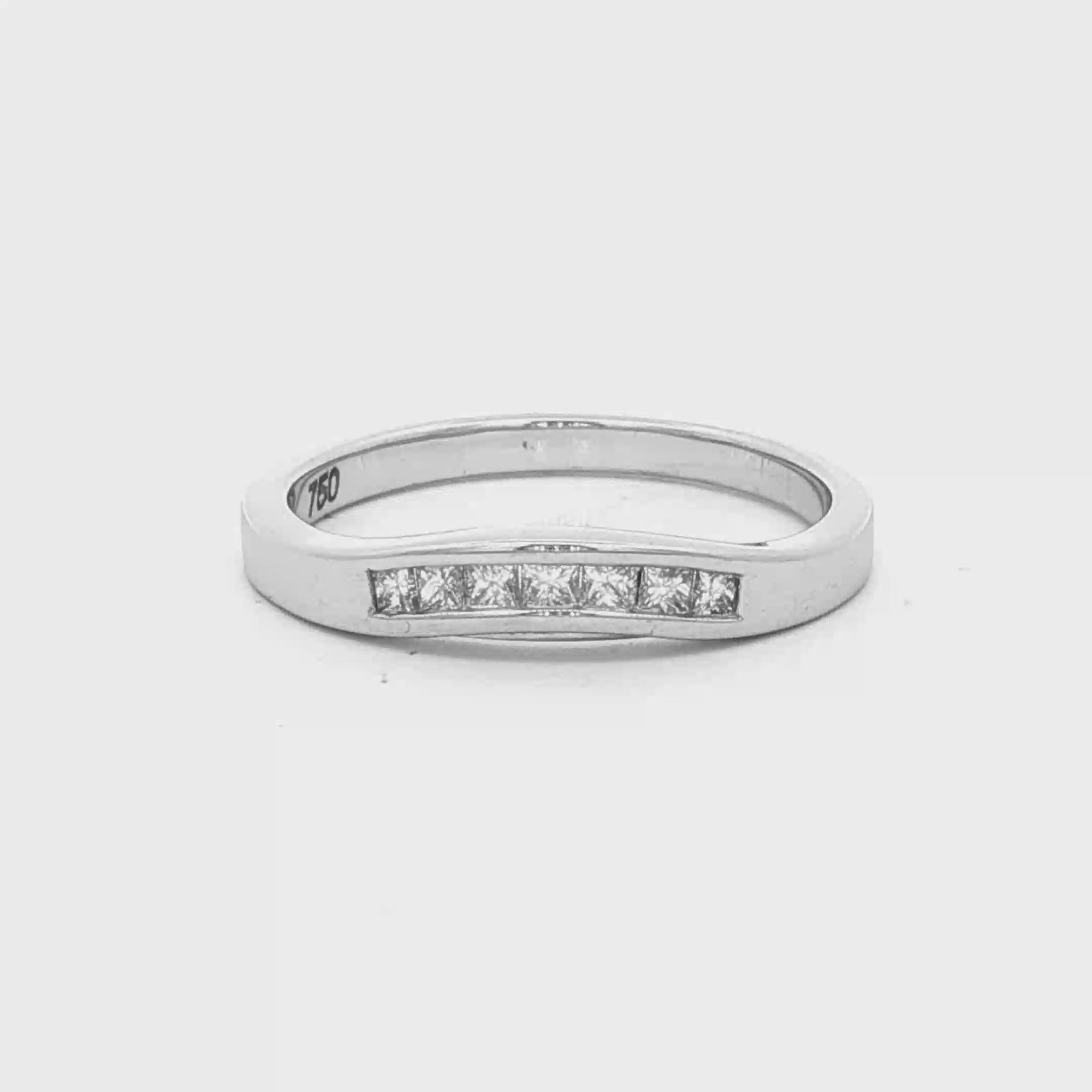Diamond Princess Cut Channel Set Curved Eternity Ring in White Gold