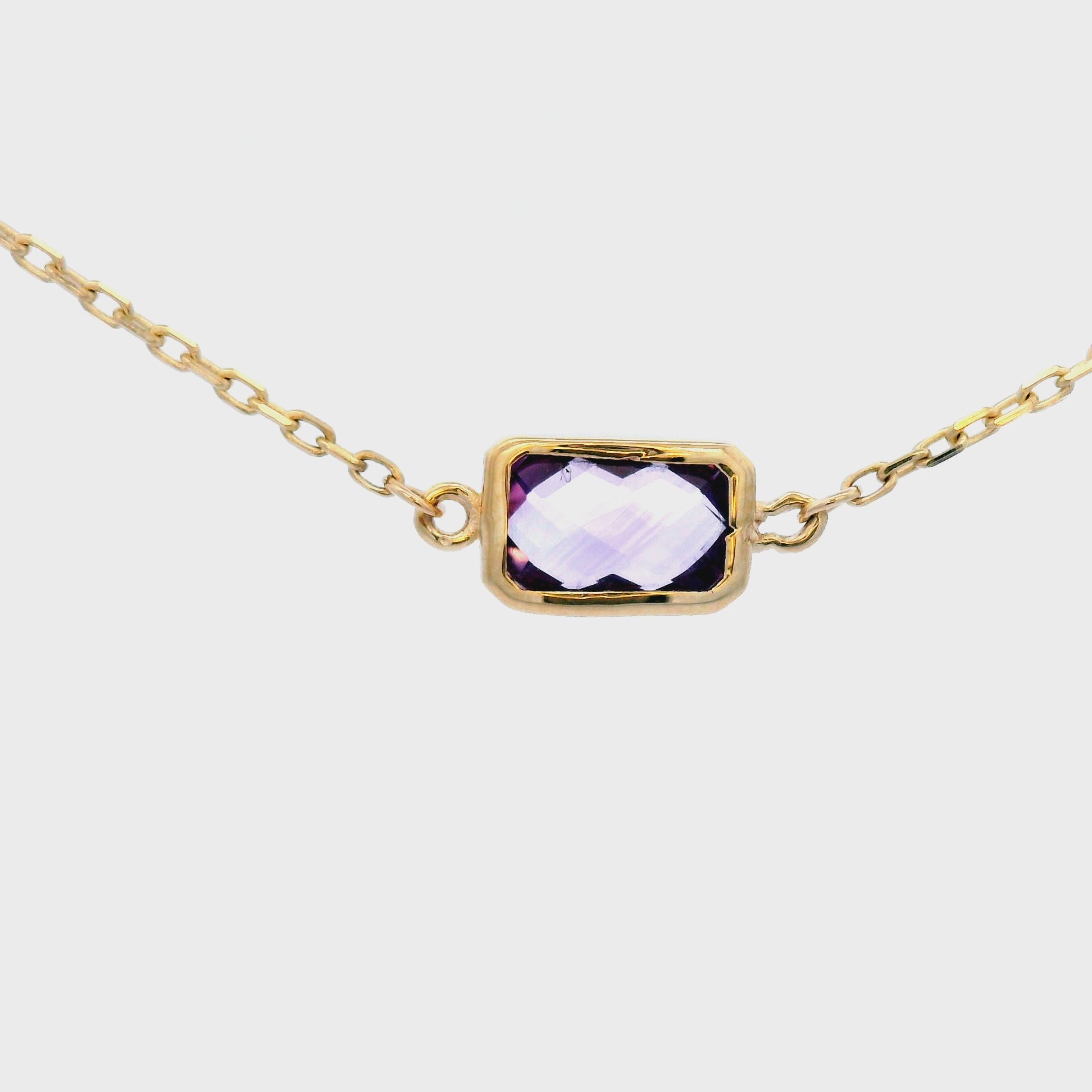 Faceted Amethyst Necklace in Yellow Gold
