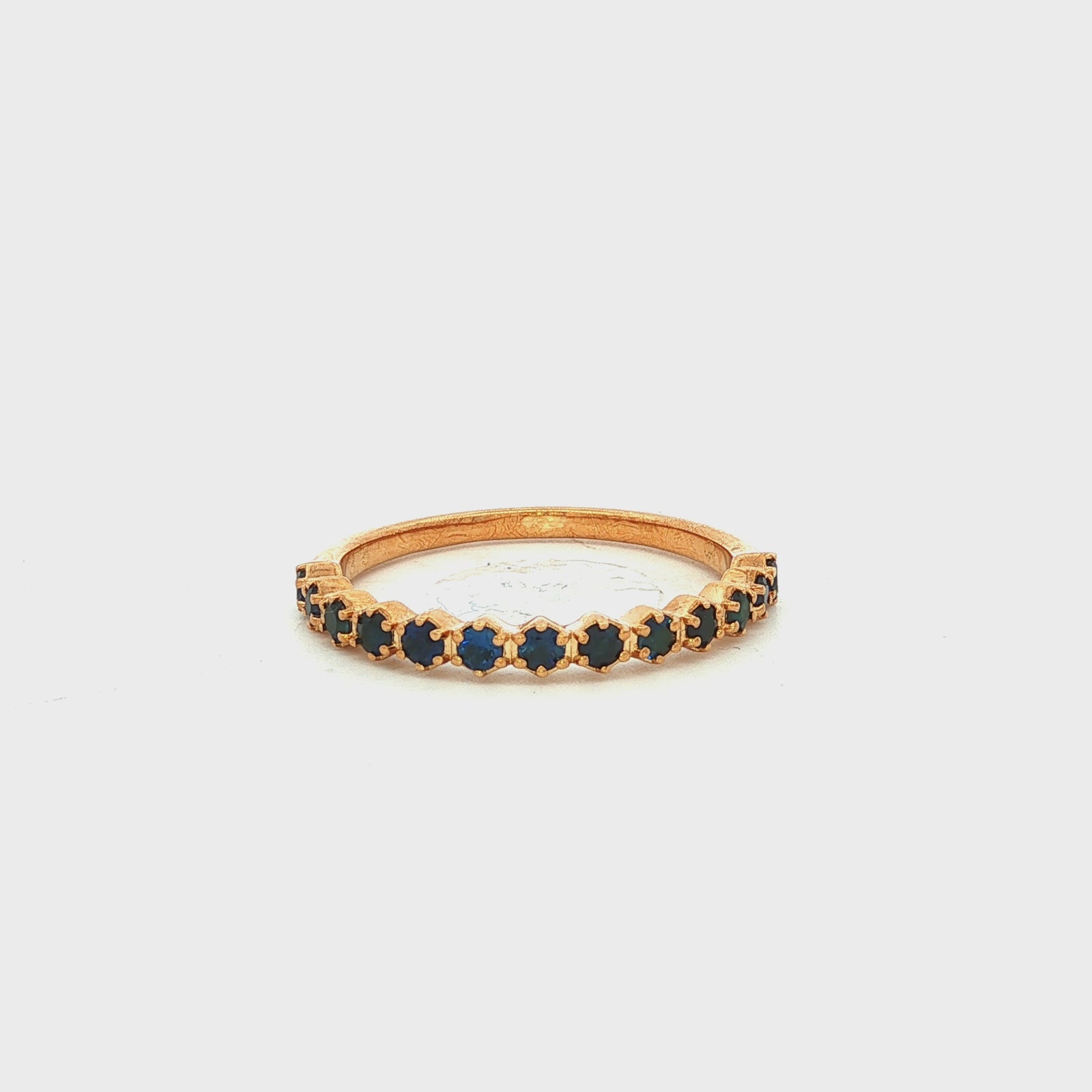 Straight Claw Set Black Sapphire Dress Ring in Yellow Gold