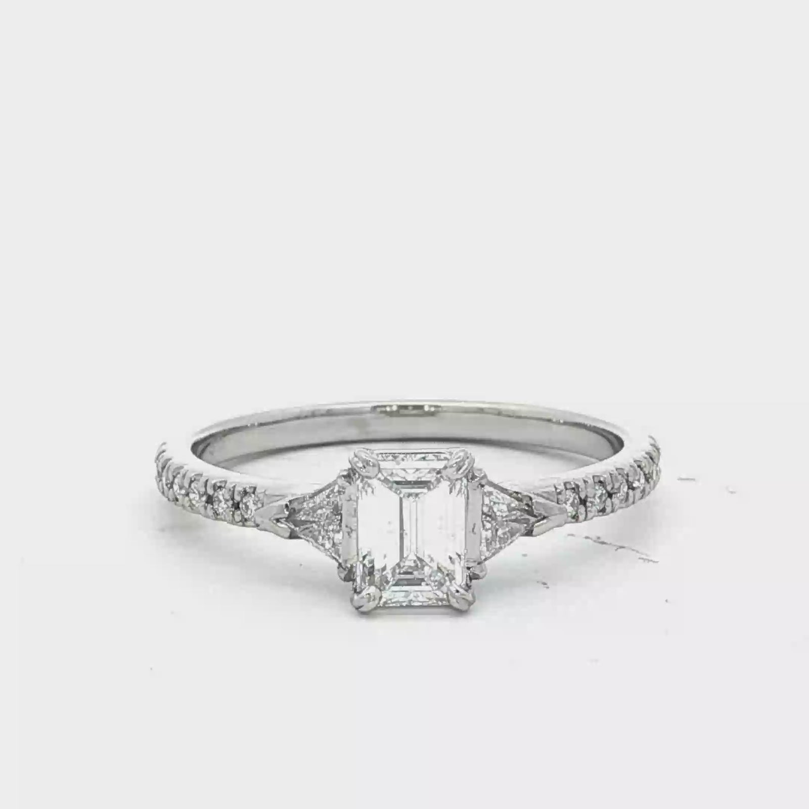 Emerald Cut Diamond Engagement Ring in White Gold