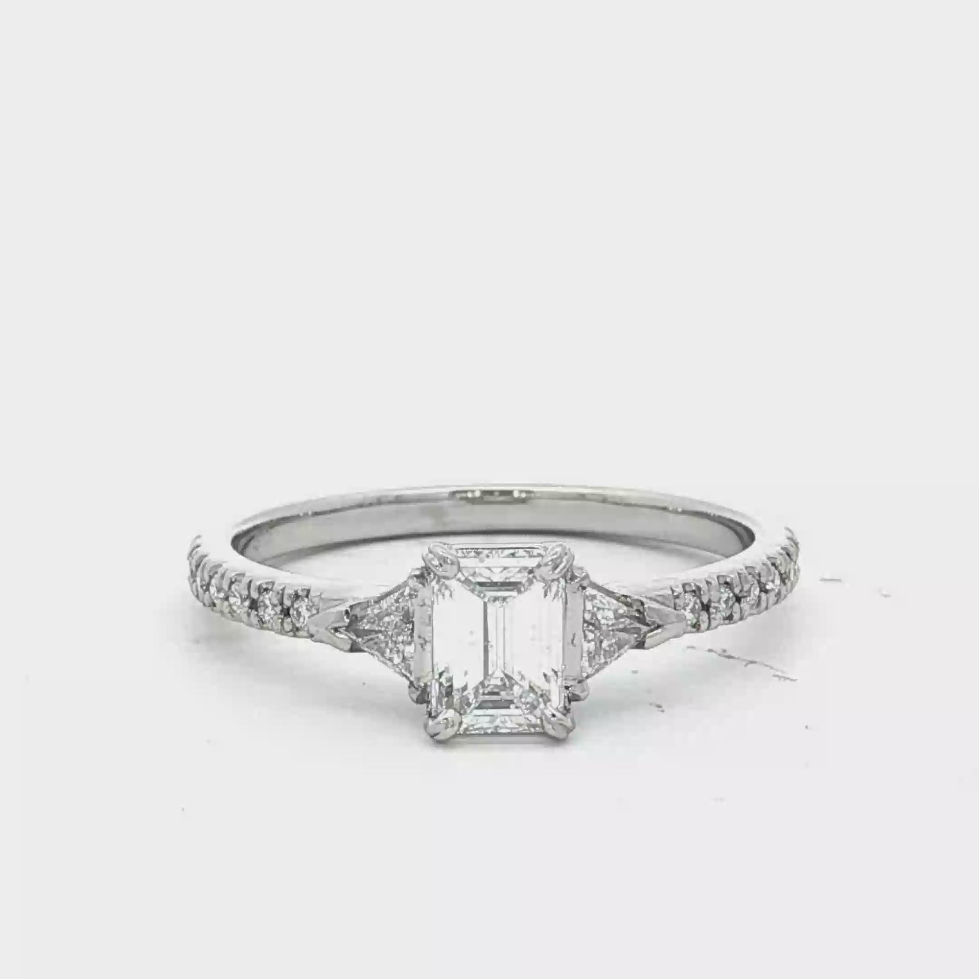 Emerald Cut Diamond Engagement Ring in White Gold