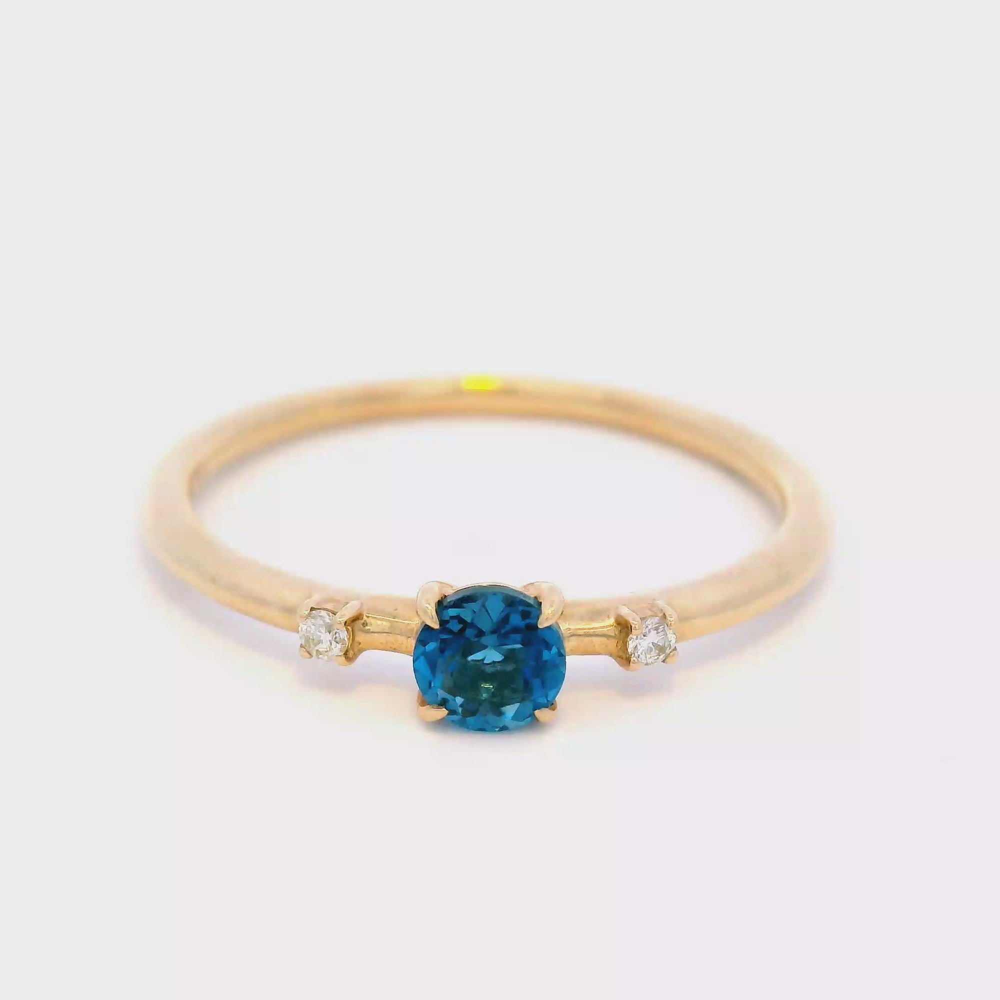 London Blue Topaz and Diamond Ring in 9ct Yellow Gold
