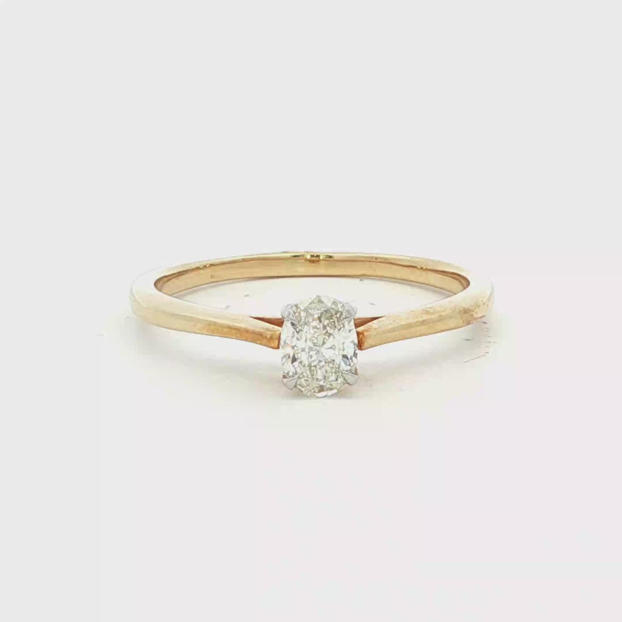 Oval Cut Diamond Solitaire Ring in Yellow Gold
