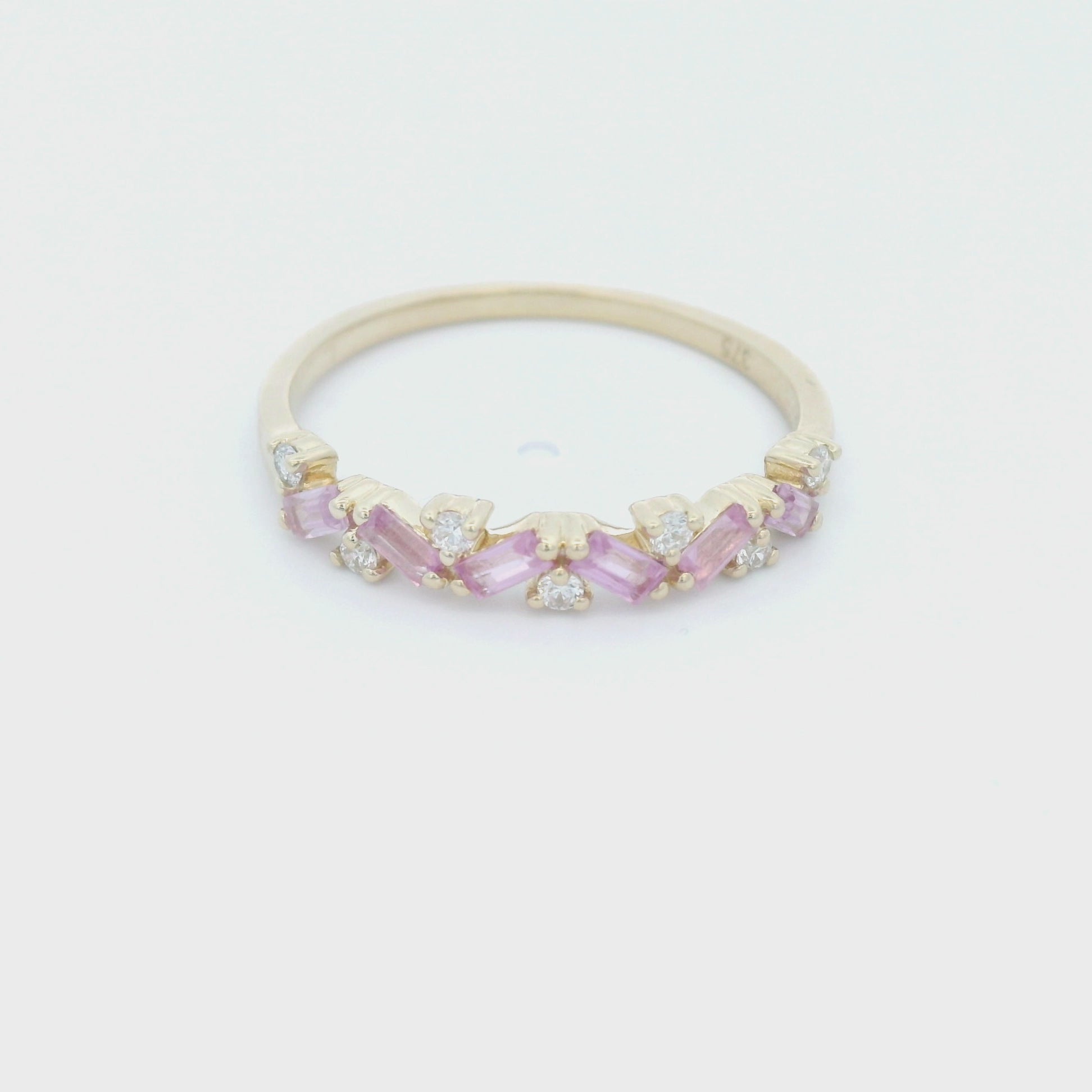 Pink Sapphire Baguette and Diamond Dress Ring