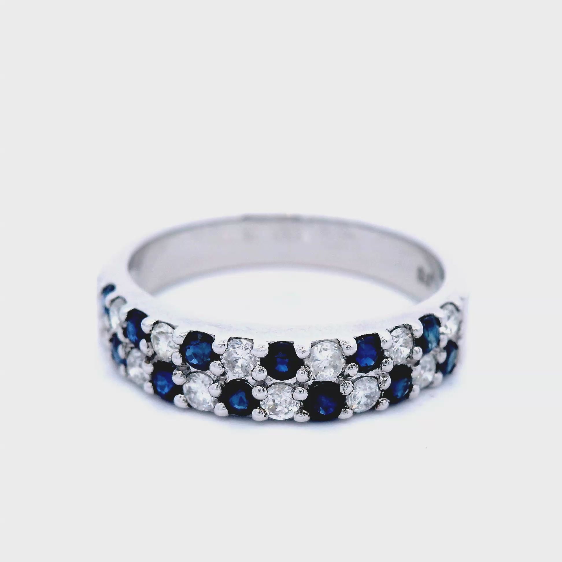 12 x Saph = 0.50. 12 x Dia = 0.37 ct. 9ct WG