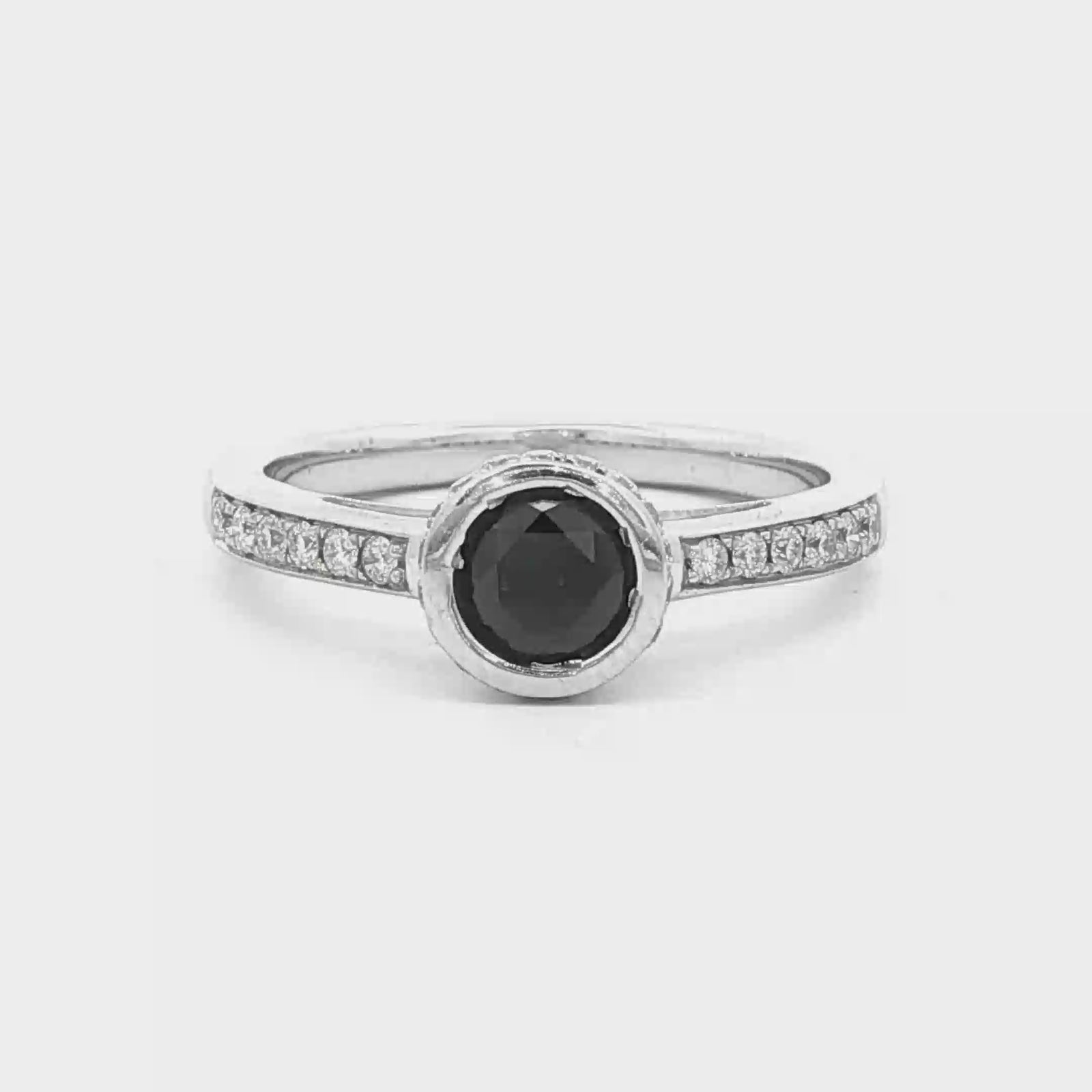 Black Diamond Ring in 18 Carat White Gold