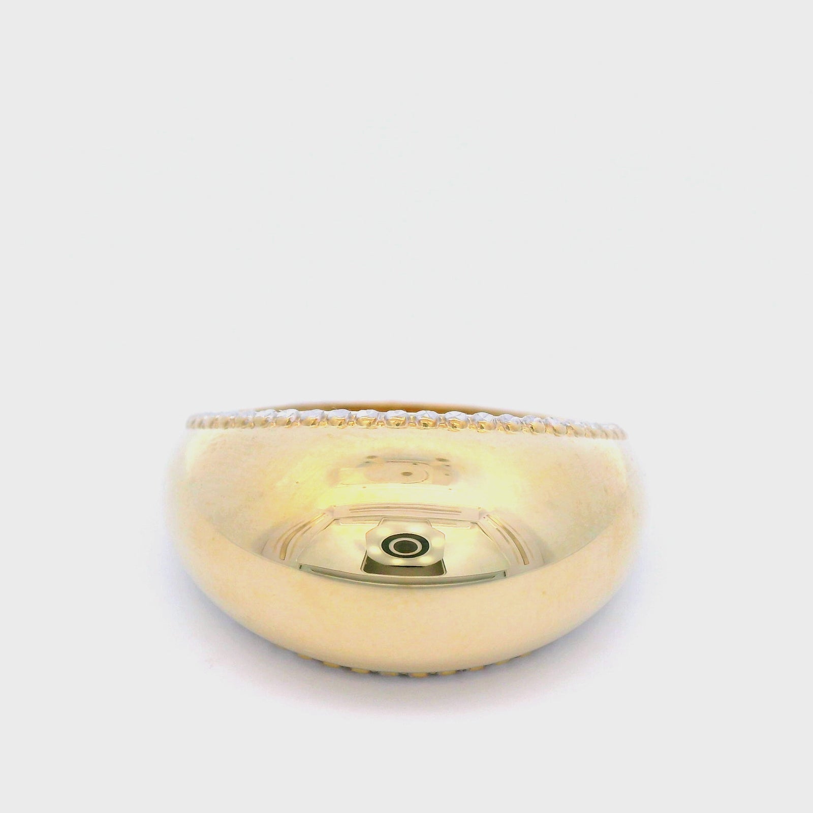 Patterned Edge Dome Ring in Yellow Gold