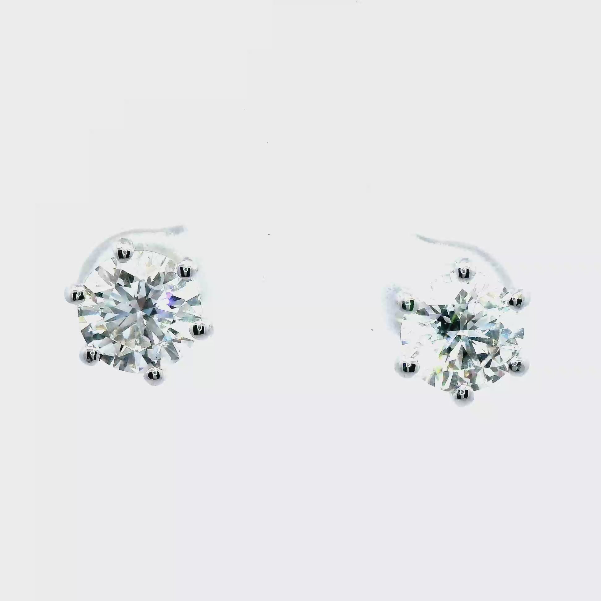 Lab Grown Diamond in a 6 Claw White Gold Stud Earring