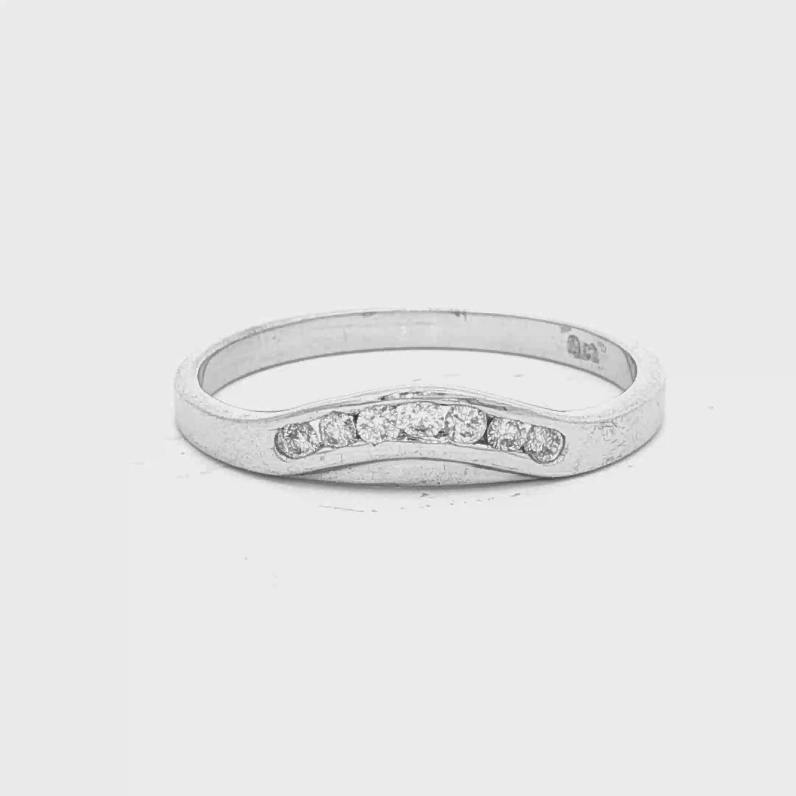 Curved Channel Diamond Eternity Ring in White Gold