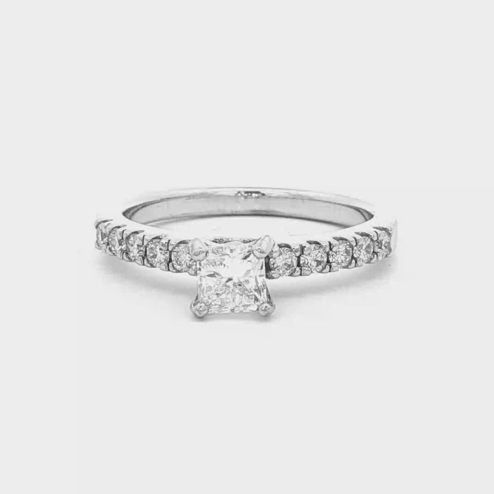 18ct Diamond Bead Set Shoulder Stone Engagement Ring